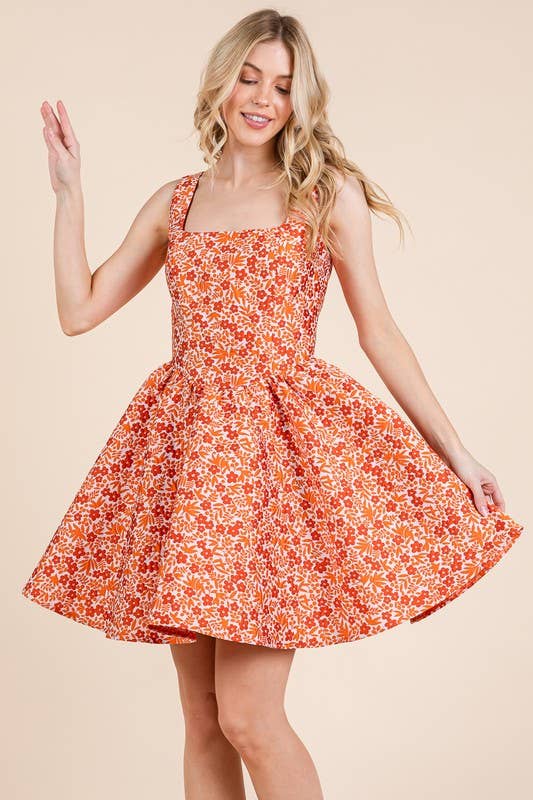 Charming Flare Jacquard Dress || Orange or Yellow Charming Flare Jacquard Dress || Orange or Yellow
