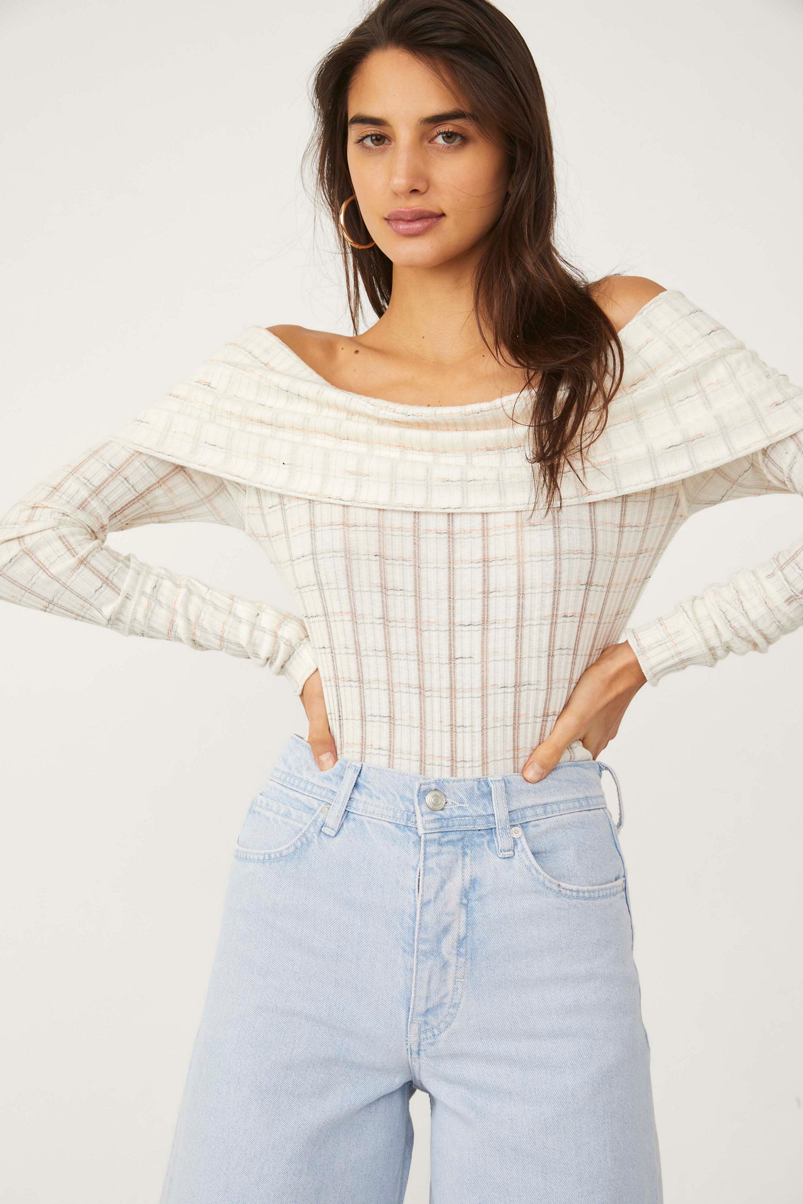 Free People Snowbunny Girlfriend Rib Top Ivory daisylace boutique